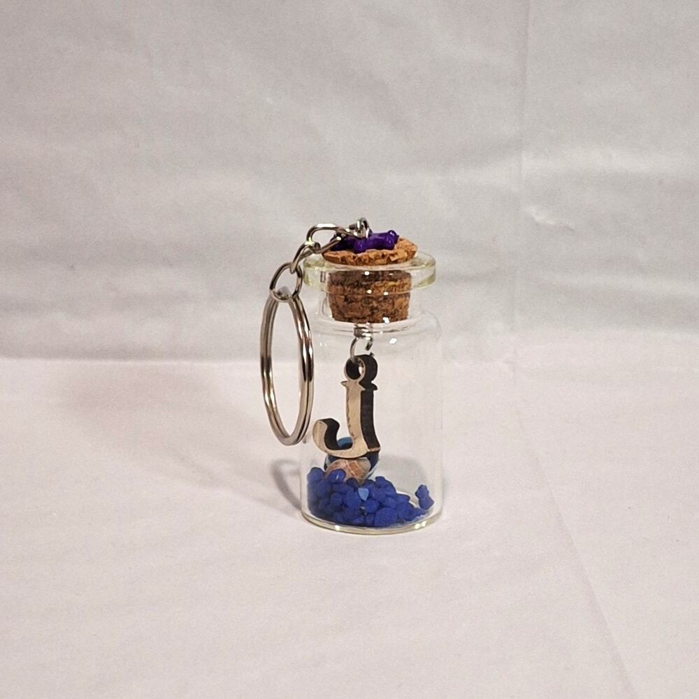 Miniature Beach-theme Glass Bottle Keychain